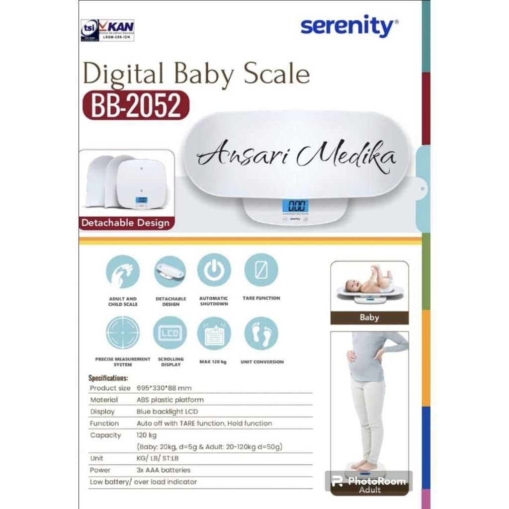 SERENITY TIMBANGAN DIGITAL BAYI DAN DEWASA BB-2052 DIGITAL BABY WEIGHT SCALE - TIMBANGAN BAYI TIMBAN