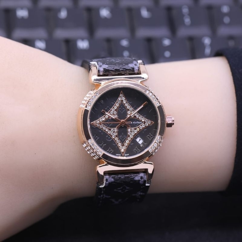 jam tangan wanita LV original free box & batrai cadangan