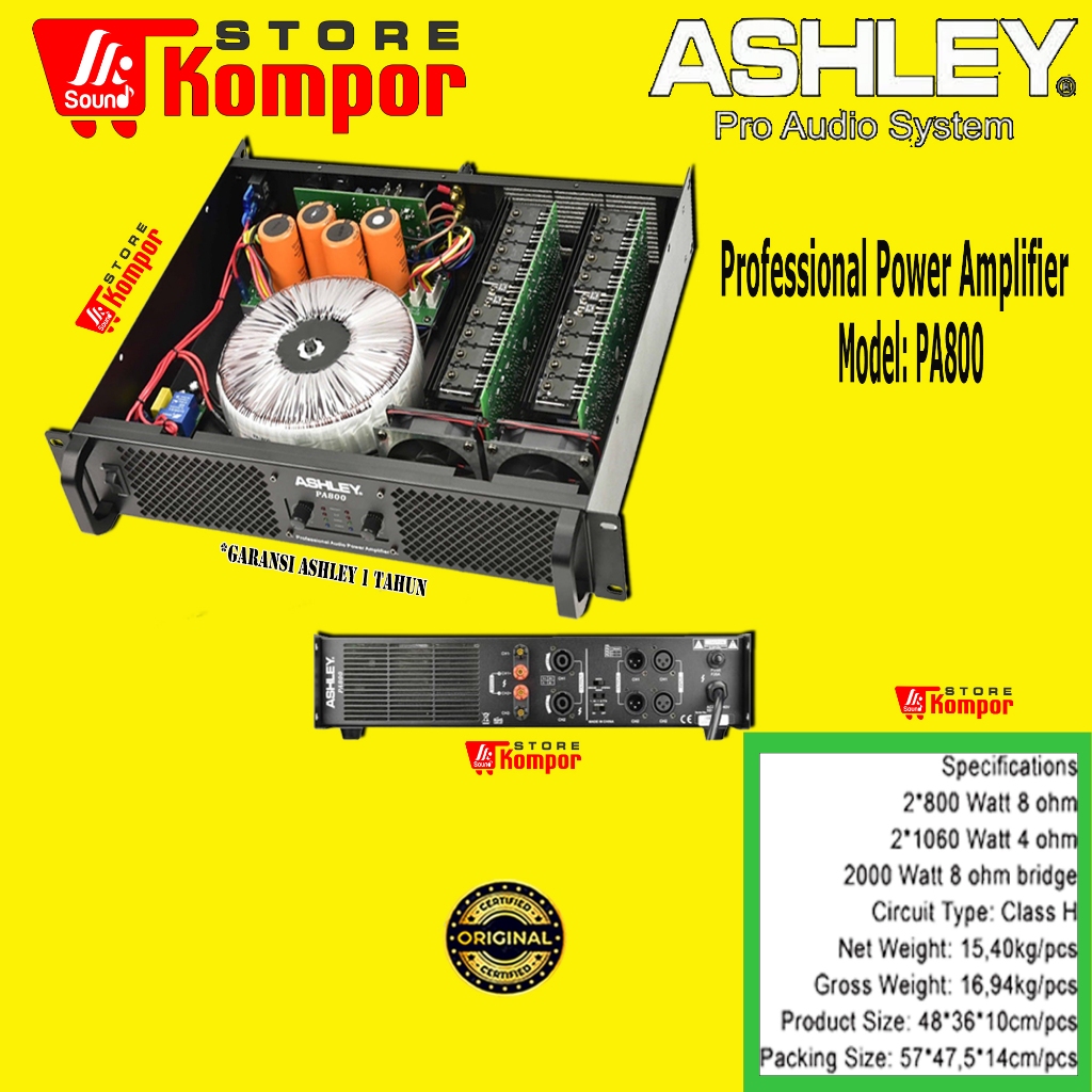 POWER AMPLIFIER ASHLEY PA800 POWER ASHLEY PA 800