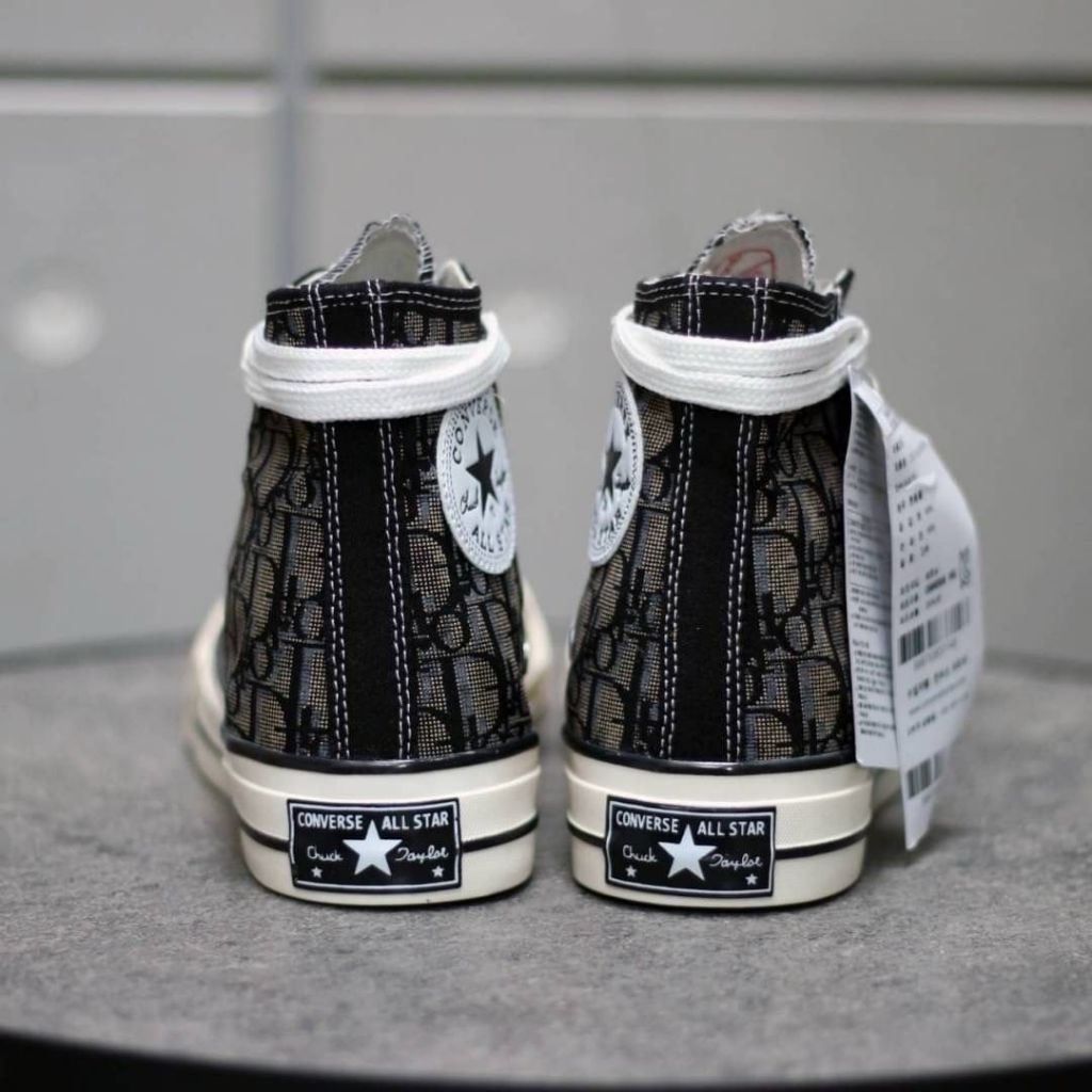 SEPATU SNEAKERS UNISEX CONVERSE HIGH C DIOR BLACK WHITE SIZE 37-43
