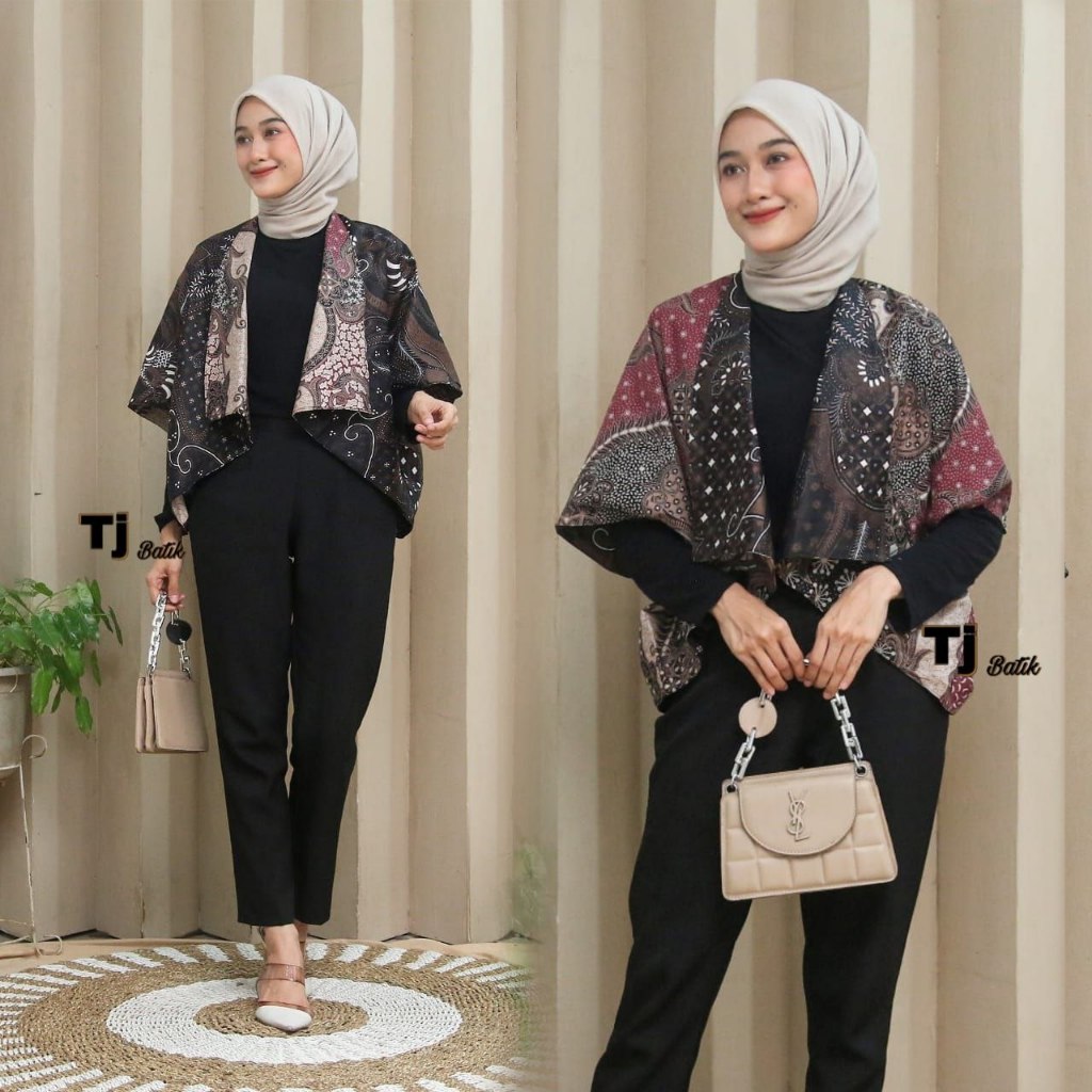 Outer Batik Wanita Dua Motif Bolak Balik Batik Wanita Bolero Cardigan Atasan Batik Kantor Blazer Bat