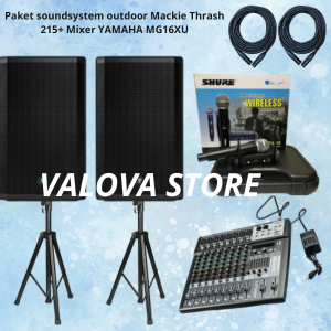 Paket 9 soundsystem outdoor Mackie Thrash 215 + Mixer Ashley AX8N