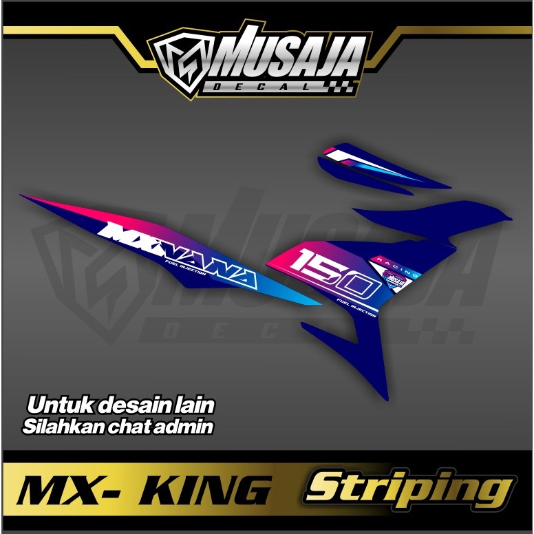 Striping mx king transparan uv / non transparan biru pink simple custom
