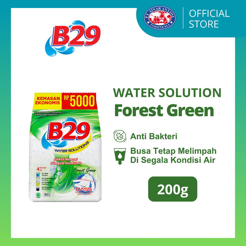 5000 B29 Sabun Detergent 200gr Forest Green Watersolution - Sabun Cuci Pakaian Bubuk