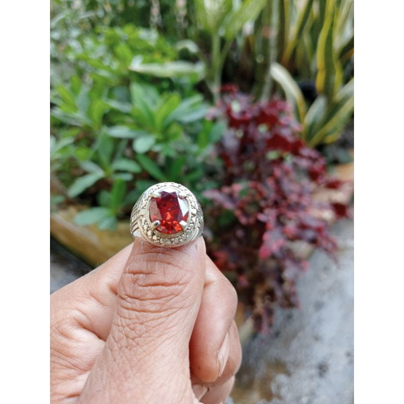 cincin permata red garnet
