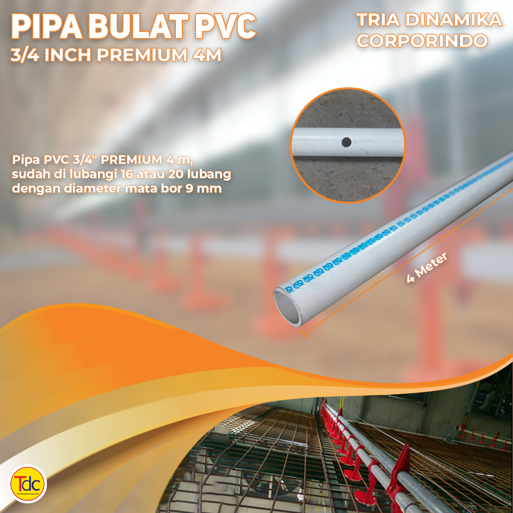 Pipa/Paralon Bulat PVC 3/4" 16 Lubang/20 Lubang Premium / Pipa/Paralon Bulat Nipple/Nipel/Napel/Nipp