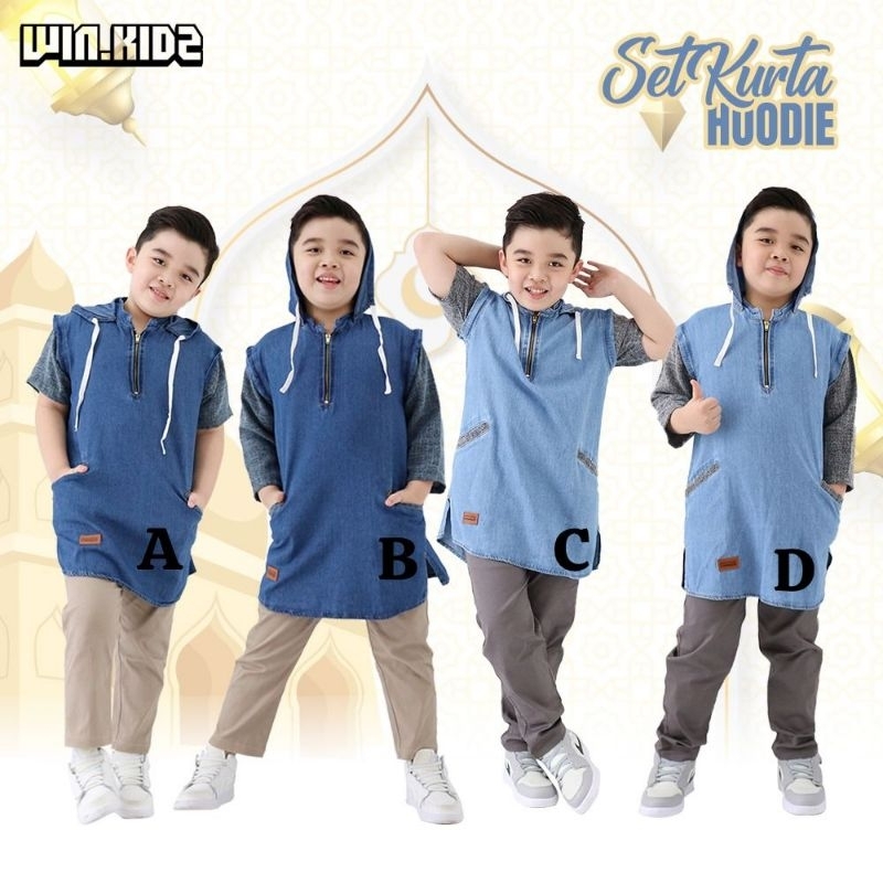 WIN.KIDS SET KURTA HOODIE / SET KURTA HOODIE JEANS ANAK / KURTA JEANS HOODIE