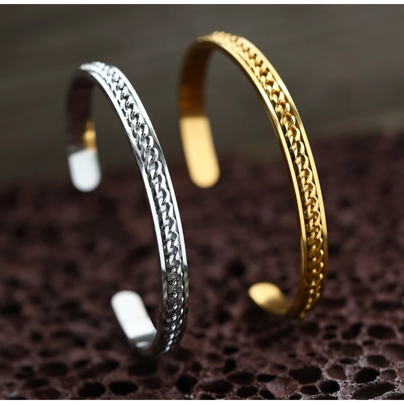 GELANG BAJA PRIA STAINLESS STEEL KEREN BESI PUTIH ANTI KARAT