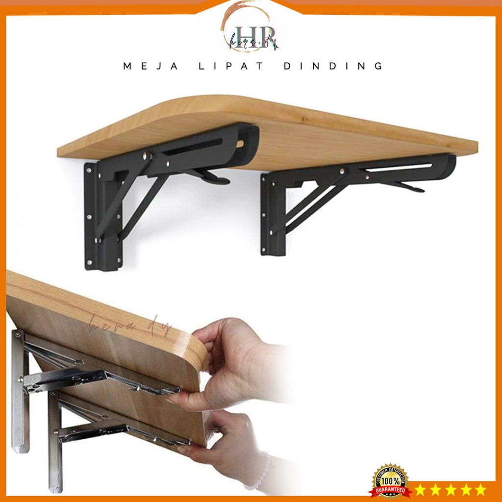 Meja Lipat Dinding Ukuran 60x40 cm / 80x40 cm Tempat Belajar Meja Kantor Tempel dengan breket design