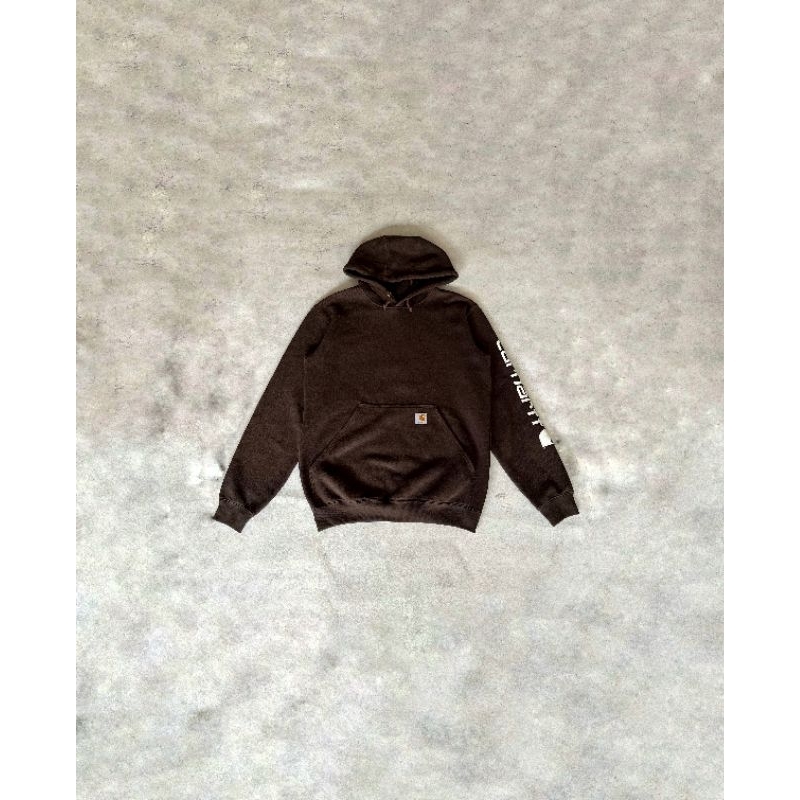 Carhartt Midweight Sleeve Logo Hoodie Dark Brown