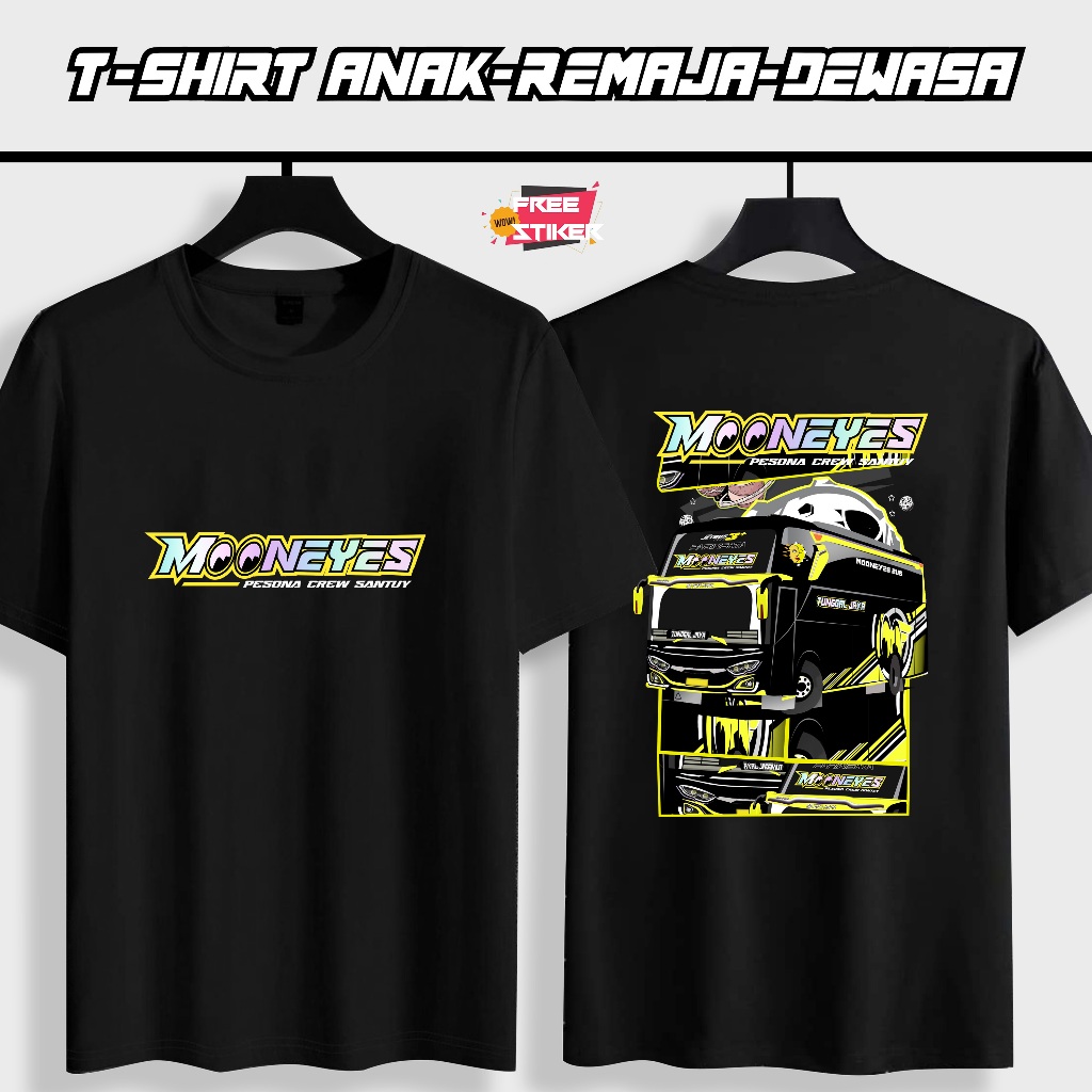 Baju Bus MOONEYES jb3/Bus telolet/kaos Distro Anak-Dewasa (FREE STIKER)