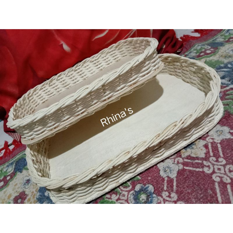 Keranjang Parcel Rotan Kotak 1set isi 2pcs / Keranjang Kue