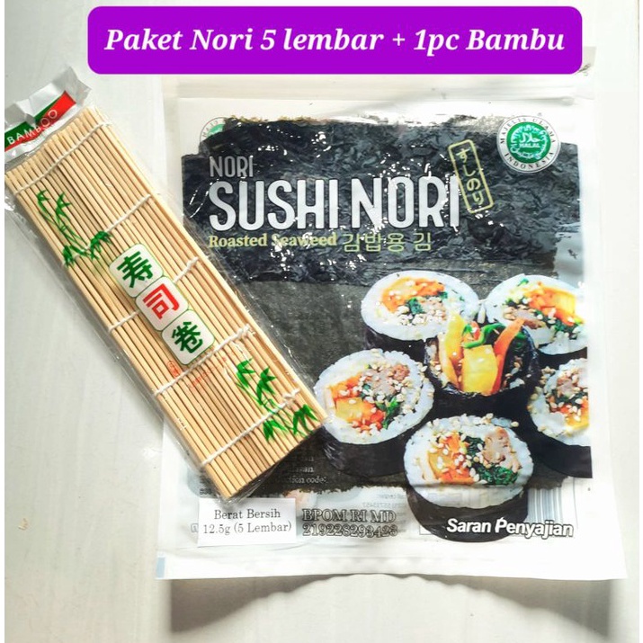 

XPRESS paket nori sushi 5 lembar bambu 1 penggulung bambu sushi seaweed rumput laut sushi bento