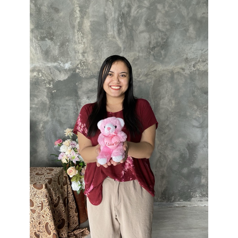 Boneka Beruang Love Pink Mini lucu
