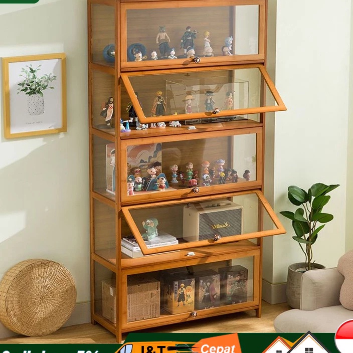 Harga Spesial Hari Ini OKE Lemari kayu 543 lapis dengan penutup Lemari hias Etalase akrilik Lemari P