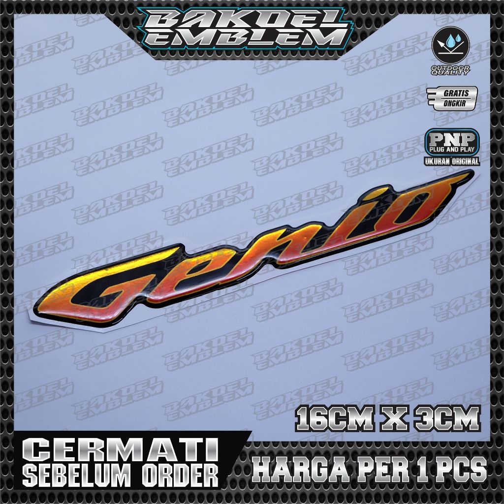 EMBLEM GENIO GOLD, EMBLEM TIMBUL HONDA GENIO WARNA GOLD, EMBLEM 3D HONDA GENIO WARNA GOLD, GENIO GOL