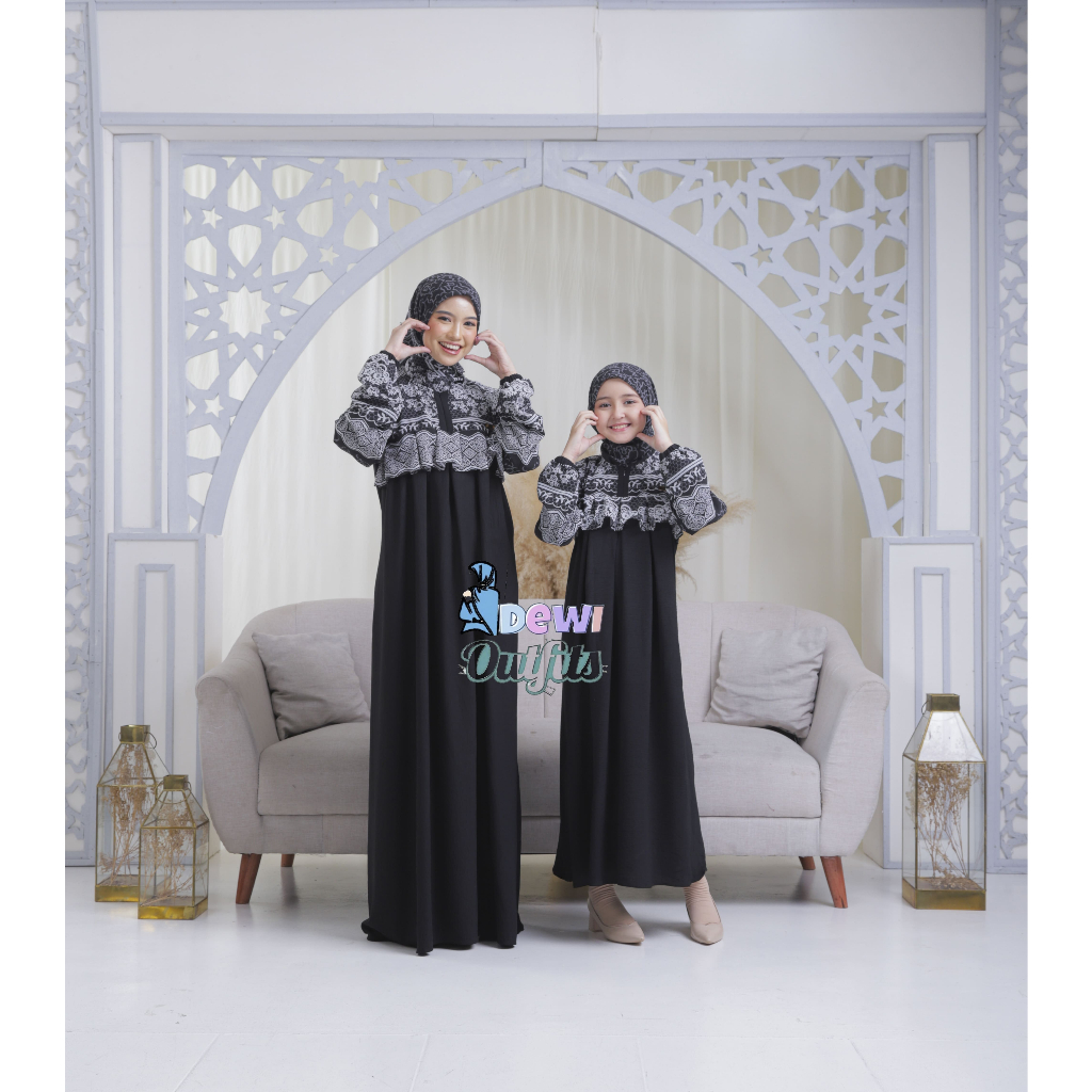 GHANIA DRESS COUPLE ( BISA HARGA COUPLE ATAU SATUAN ) Gamis Couple Ibu Anak ( Free Hijab ) Gamis Cri