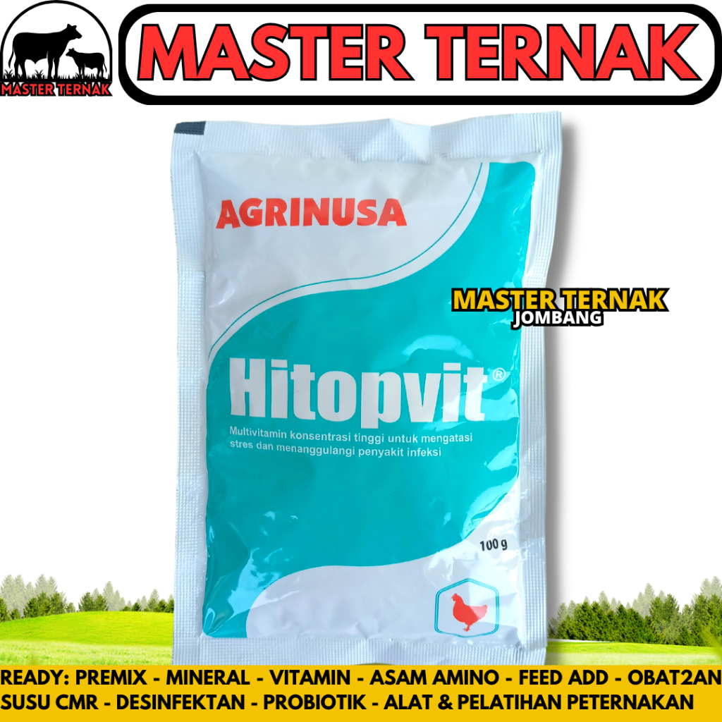 HITOPVIT 100 GRAM - Multivitamin Konsentrasi Tinggi Unggas Ayam Bebek Puyuh Like Rhodivit Fortevit