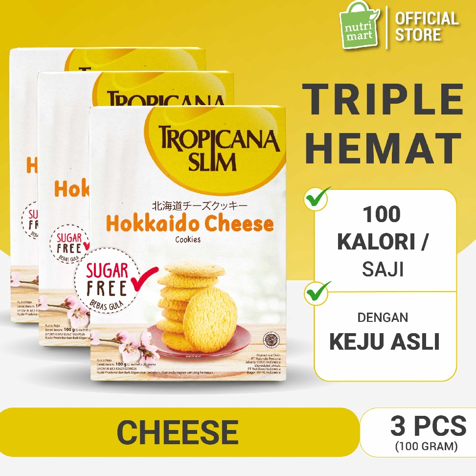 

VIRAL Triple Pack Tropicana Slim Hokkaido Cheese Cookies 5 Sachet Snack Biskuit Bebas Gula 1 Kalori