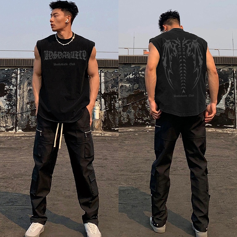 Swip up kaos gym priakaos tanpa lengantanktop pria jumbo