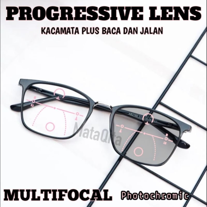 Kacamata Progresif Photocromic Antiradiasi Pria/Wanita | Kacamata Plus Baca Dan Jalan | Kacamata Pho