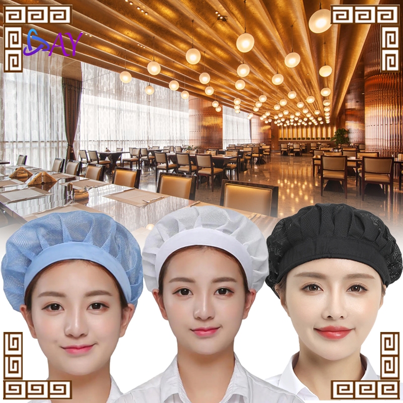 Topi Chef Koki/Airnet Topi Kain /Hair Net Jaring/Topi Koki Jala/Topi Chef Mesh/Chef Pekerja Premium/
