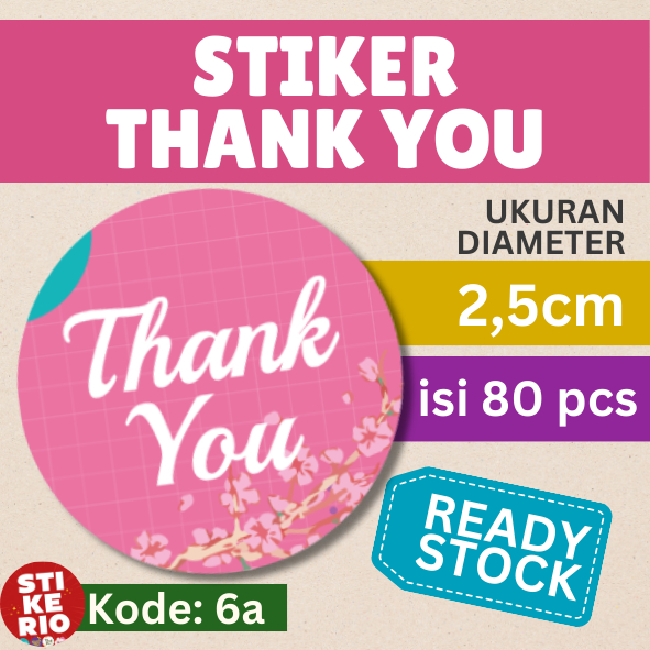 

Stiker Thank You | Stiker Label Terima Kasih | ukuran 2,5cm | 80 pcs | 6a | Murah