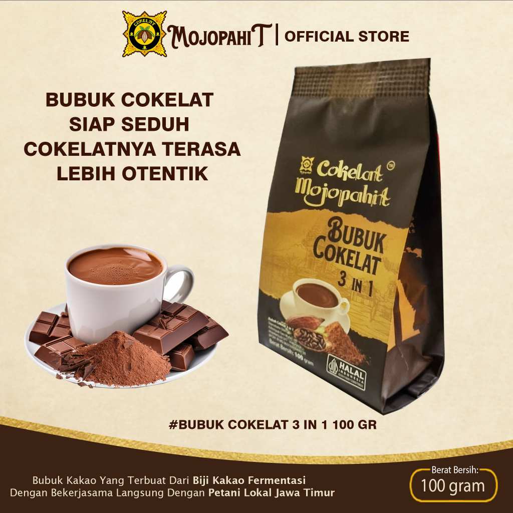 

Cokelat Mojopahit | Bubuk Cokelat 3in1 | Kemasan 100 gram