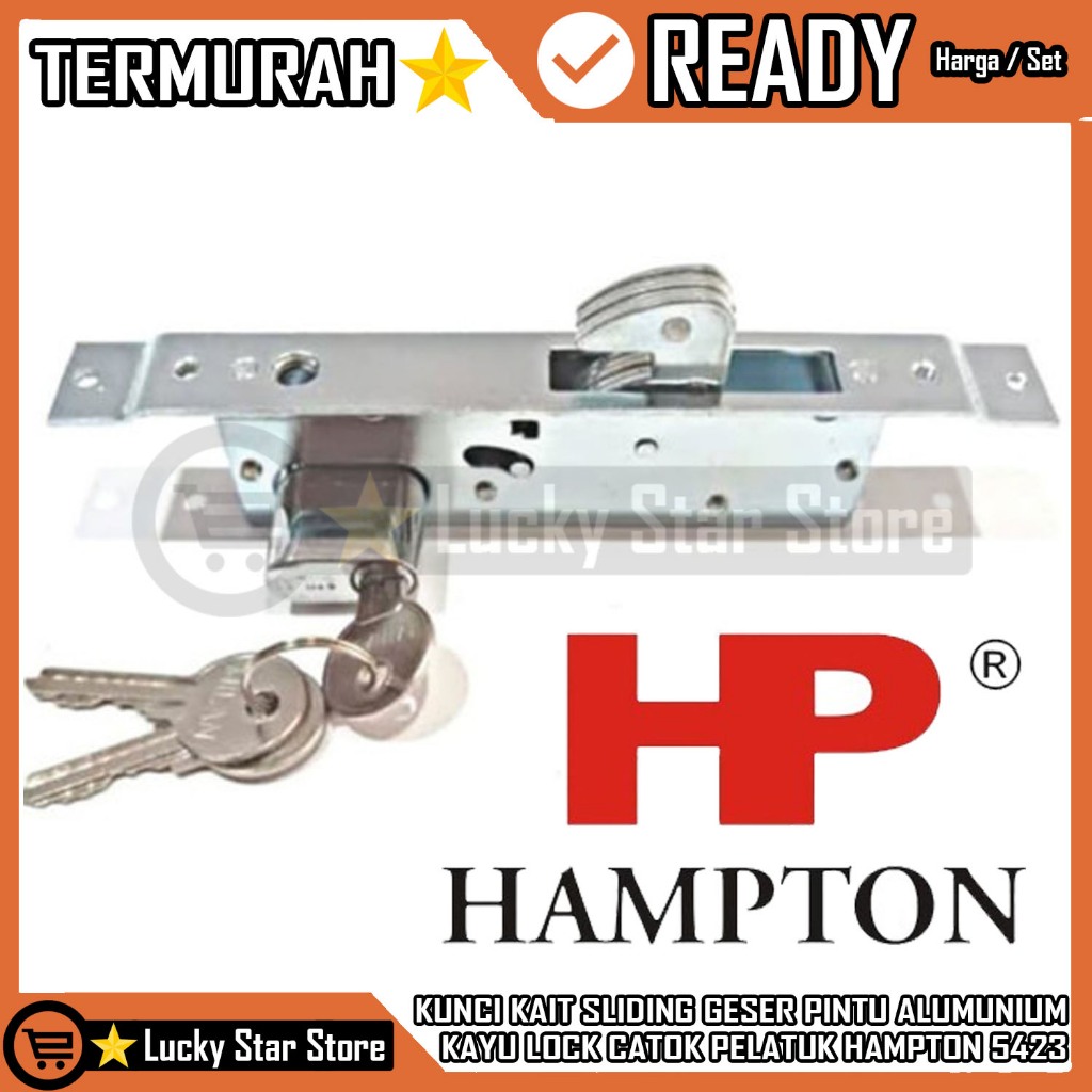 Hampton Hp Kc 5423 Satu Set Lengkap Kunci Sliding Selinding Kait Pengait Pintu Aluminium Stainless S