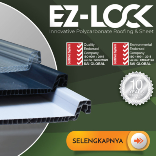 EZ-Lock Atap Polycarbonate | Atap EZ LOCK Polycarbonate - 1 paket | surabaya