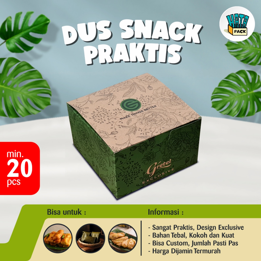 Dus Snack Gretel Exclusive Brown / Snack Box Gretel Exclusive 12 x 14 cm / Dus Box Kue Hansel PLG