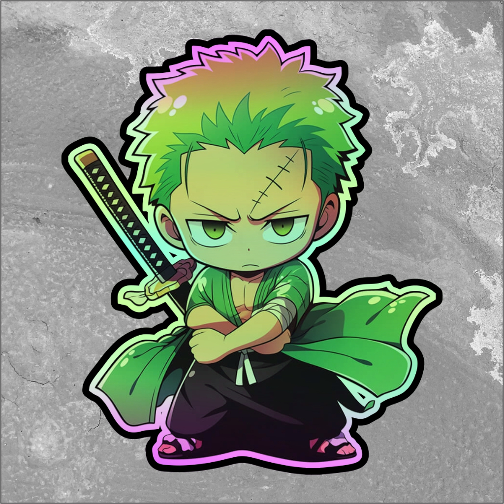 Sticker One Piece Roronoa Zoro Hologram ukuran 7 cm sticker case hp dll