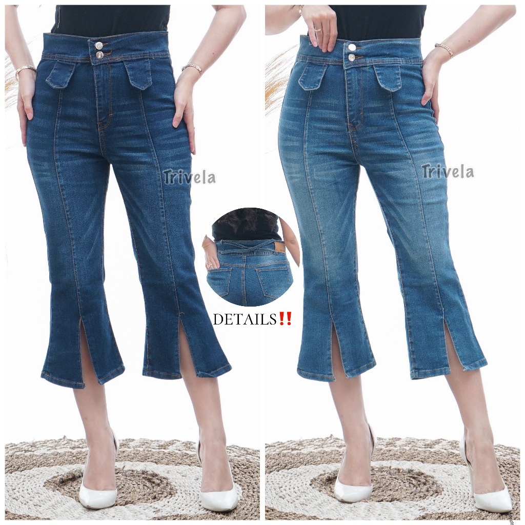 Celana Jeans Cutbray Highwaist 7/9 Stretch Premium / Azelyn Cutbray 7/8