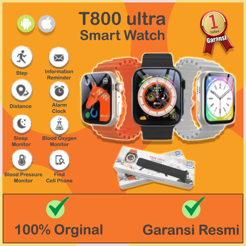 (COD) SmartWatch Jam Tangan Original Pria SmartWatch Bluetooth Series8 T800 Ultra Sport Tahan Air To