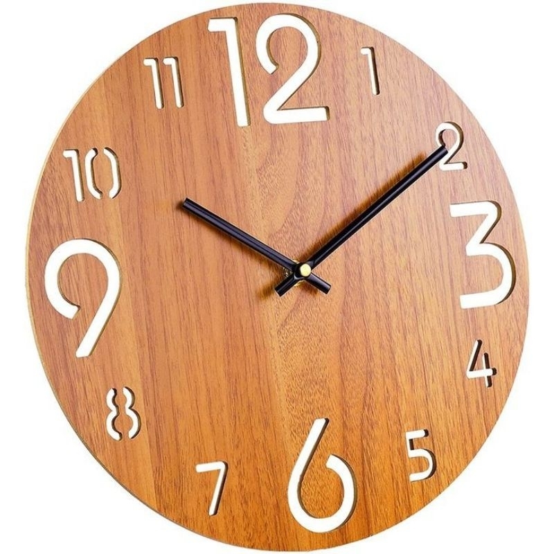 jam dinding angka transparan/ jam dinding kayu jati/ wall clock