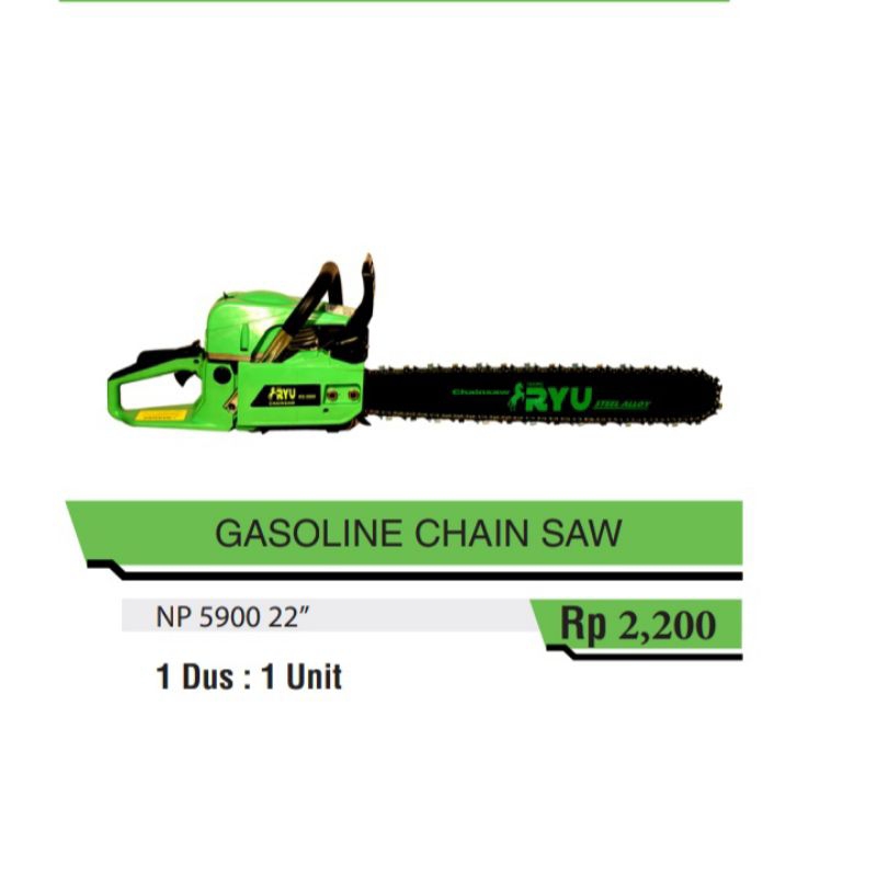 RYU Chainsaw 22" GASOLINE Chainsaw Gergaji Pemotong Kayu 22 Inch