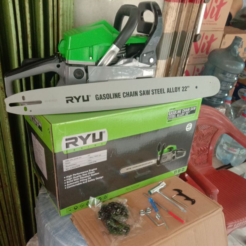 RYU Chainsaw 22" GASOLINE Chainsaw Gergaji Pemotong Kayu 22 Inch