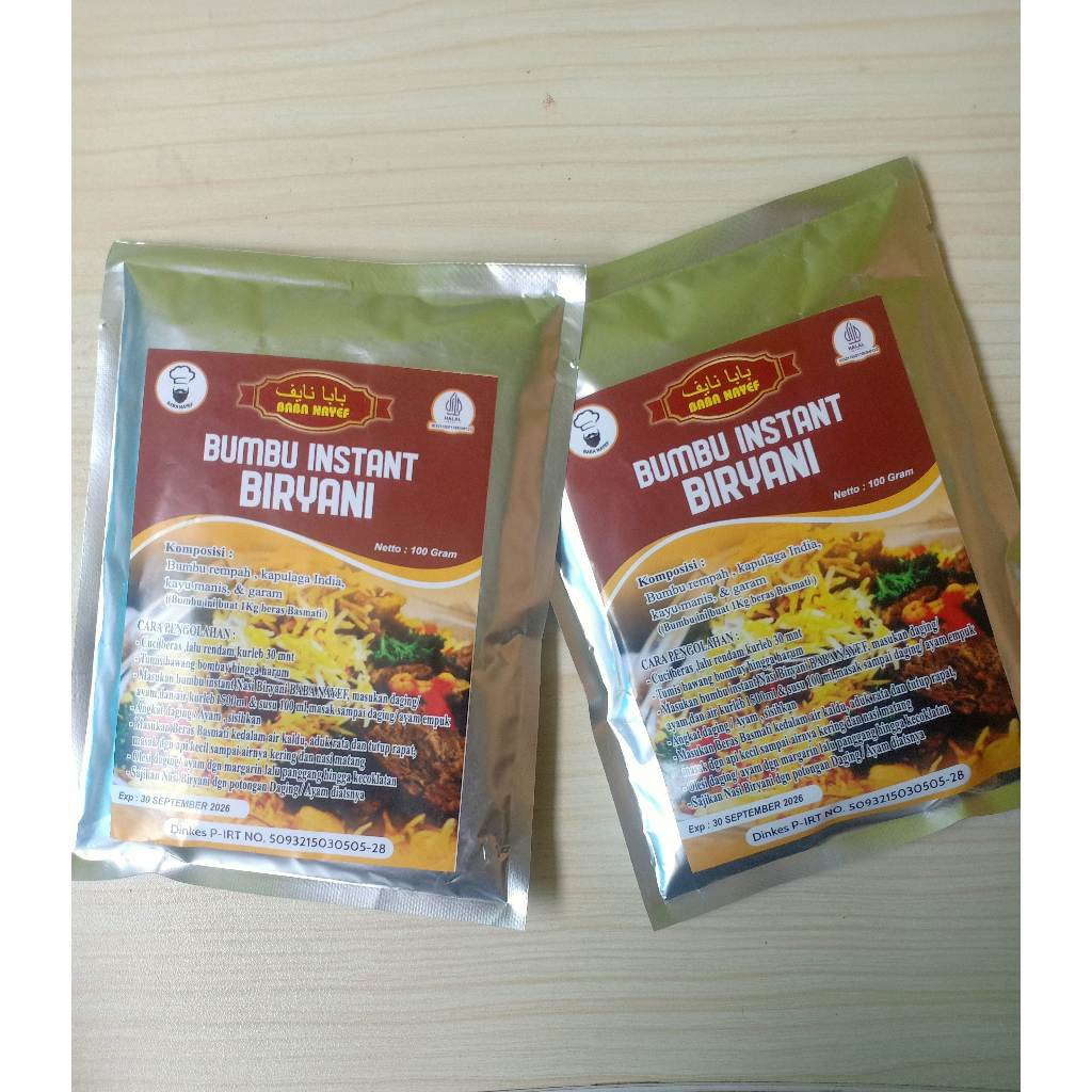 

Bumbu Instant Biryani 100gram Bumbu Kebuli Instan Paling Peraktis Dan Mudah Hemah Enak Baba Nayef