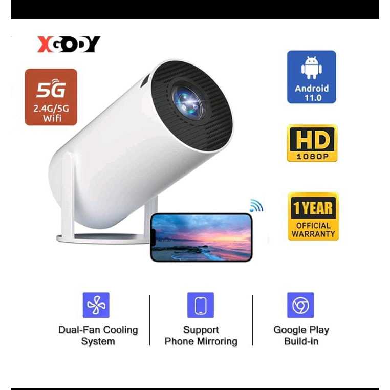 XGODY HY300 Smart Projector HD 1080P