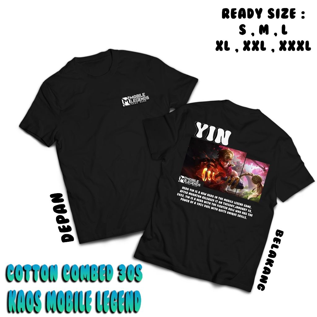 Kaos Mobile Legend HERO Yin Mobile Legend - Kaos ML - Baju Emote ML - Baju Streetwear Aesthetic - T-