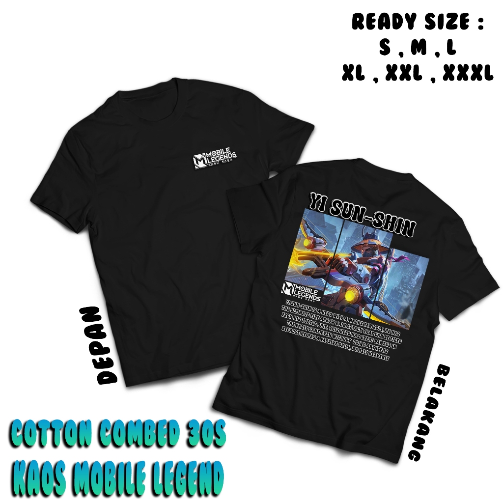 Kaos Mobile Legend HERO Yi Sun - Shin Mobile Legend - Kaos ML - Baju Emote ML - Baju Streetwear Aest