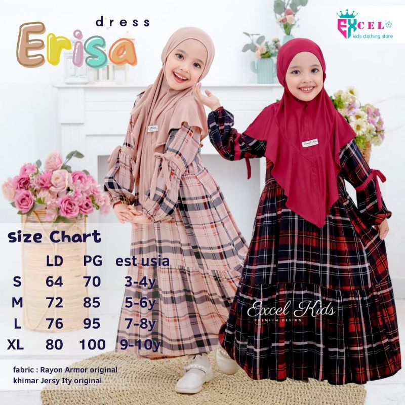 ERISA DRESS RAYON AMOR KHIMAR JERSEY BAJU ANAK GAMIS ANAK DRESS ANAK DRESS KIDS BY EXCEL