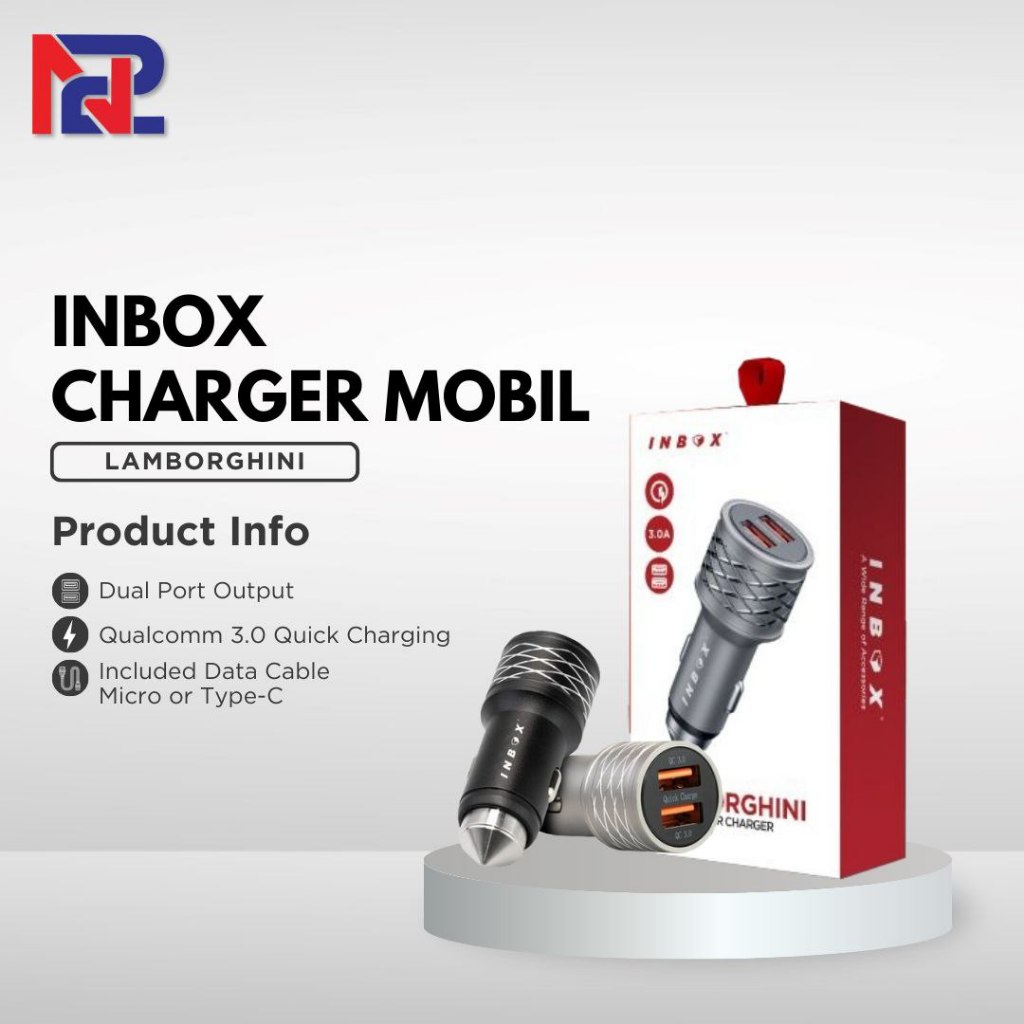 INBOX Lamborgini Qualcomm Car Charger Charger Mobil Port Dual USB - Type C