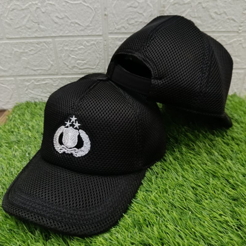 Topi Jaring Hitam Bintara Polri / Fieldcap Jaring Bintara Polri / Topi Jaring Bintara Polri / Topi J