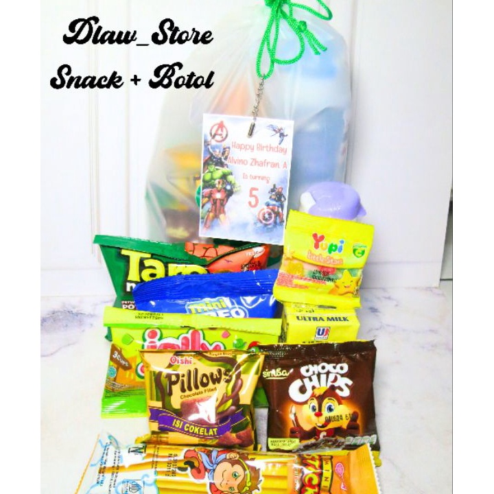 

XG34448 Paket Snack Ulang TahunBotol Sovenir Free card kemasan pouch