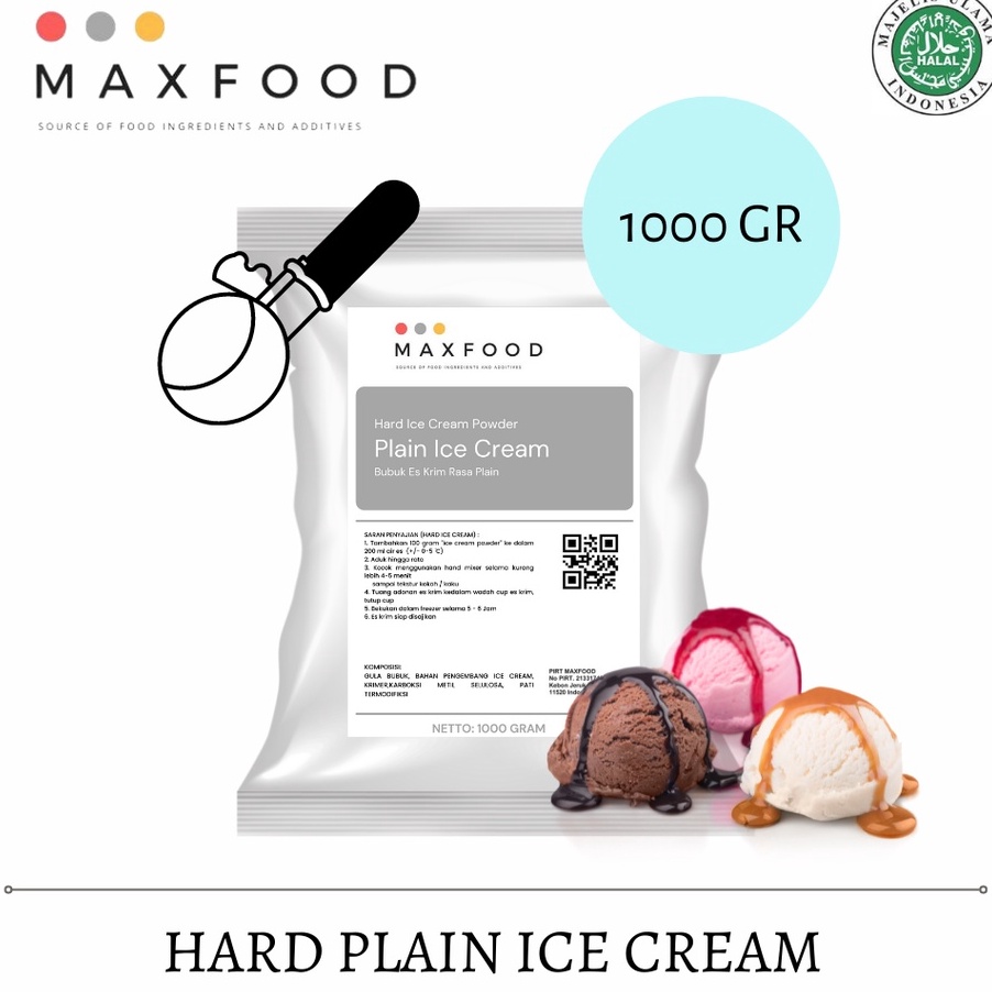 

Stok terbaru MAXFOOD Hard Plain Ice Cream Bubuk Es Krim Rasa Plain 1 Kg