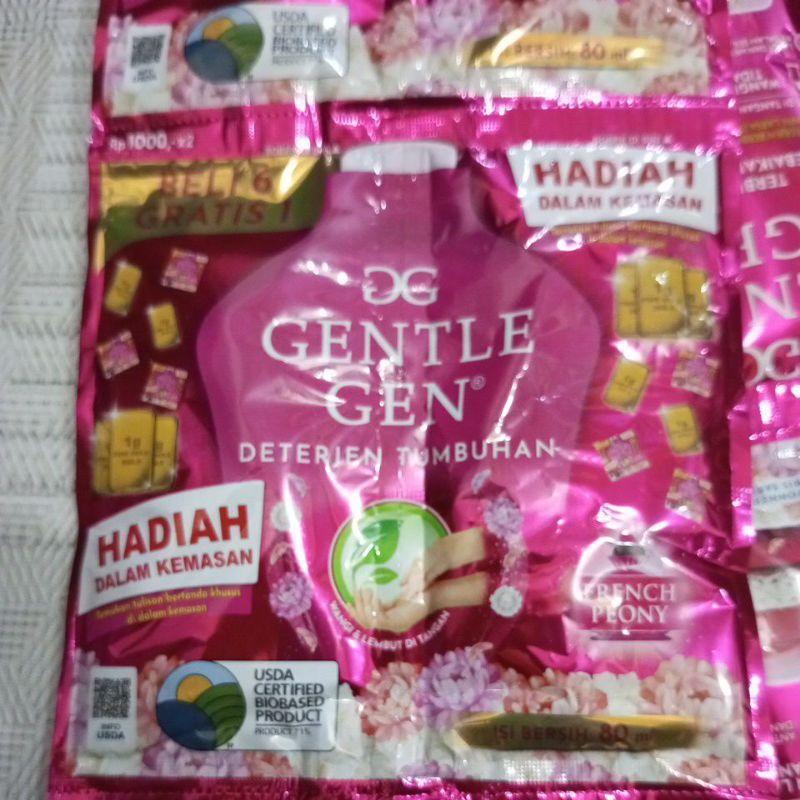 Deterjen Gentle Gen Liquid / Cair 12 saset Free 2 saset