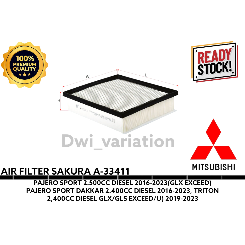 FILTER UDARA MOBIL PAJERO SPORT DIESEL (GLX/EXCEED) / PAJERO SPORT DAKKAR ORIGINAL PRODUK SAKURA A-3