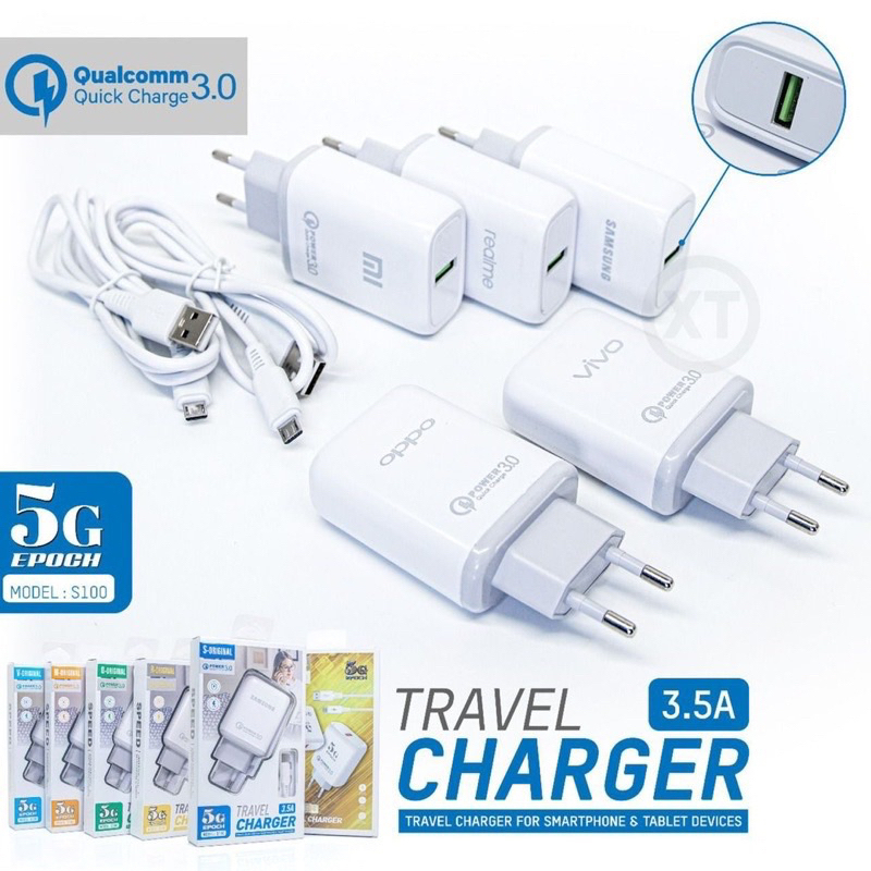 Terlaris Charger 5G 3.5A TC Branded Micro 1 usb Merek S100 Promo Sen