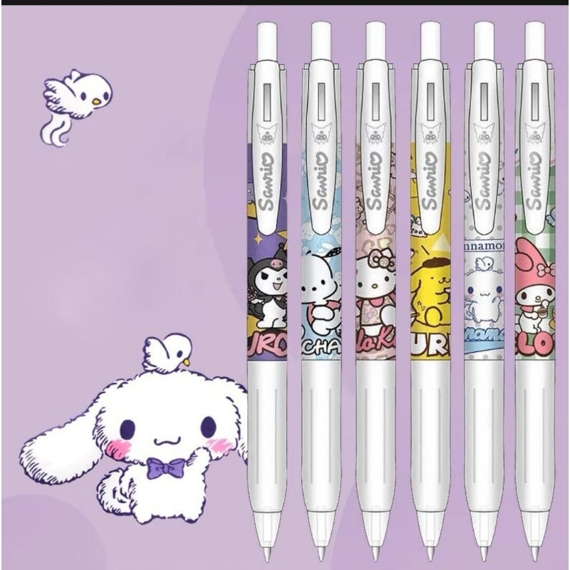 

1set isi 6 Gelpen Hitam SANRIO/Mechanical Pen Sanrio Cute/ Cute Sanrio Pen